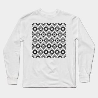 Grey and black modern bohemian pattern Long Sleeve T-Shirt